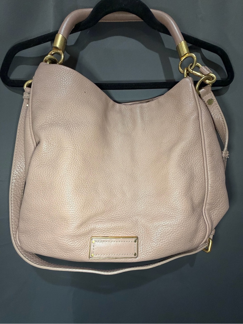 Marc by Marc Jacobs Blush Pink Leather Hobo Shoulder Bag Gold Hardware